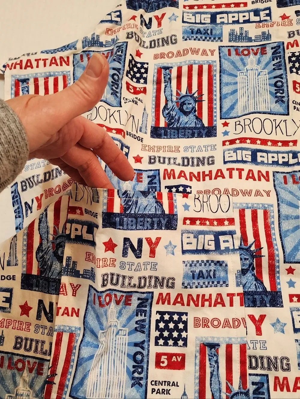 Classic New York Print Cotton  or Cotton blend Apron - Red & Blue Patriotic